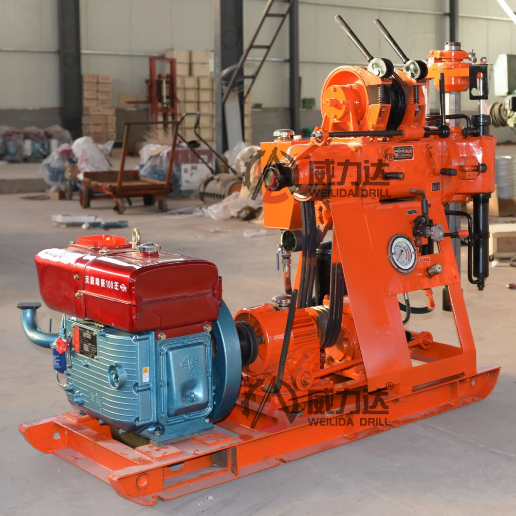 Multifuctional 100m Hydraulic Rotary Borehole Drill Rig Machine with Diesel Engine for Spt, Mining Diamond Coring
